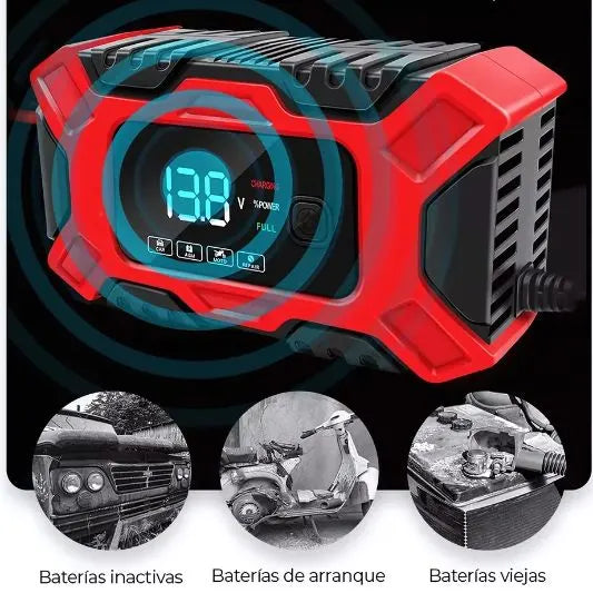 Cargador de baterías inteligente para coche y moto 12 V Display Digital- ENVÍO GRATIS